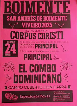 Fechas, información, programa, cartel, imágenes, mapa y ubicación de Corpus Christi de Boimente  en  Viveiro