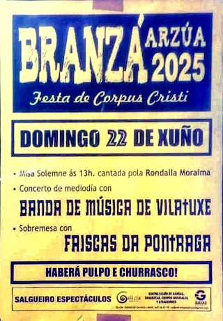 Fechas, información, programa, cartel, imágenes, mapa y ubicación de Corpus Christi de Branzá  en  Arzúa
