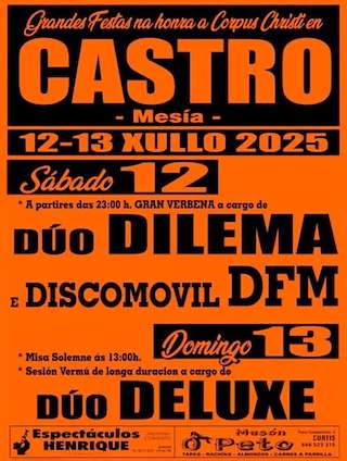 Fechas, información, programa, cartel, imágenes, mapa y ubicación de Corpus Christi de Castro  en  Mesía