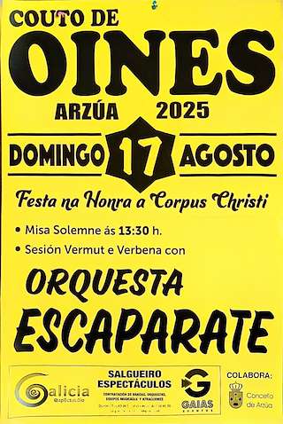Fechas, información, programa, cartel, imágenes, mapa y ubicación de Corpus Christi de Couto de Oines  en  Arzúa