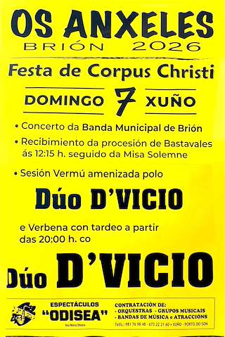Fechas, información, programa, cartel, imágenes, mapa y ubicación de Corpus Christi de Os Ánxeles (2026)  en  Brión