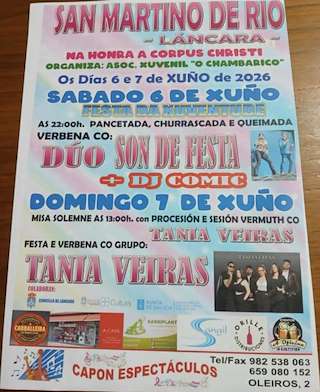 Fechas, información, programa, cartel, imágenes, mapa y ubicación de Corpus Christi de San Martiño de Río (2026)  en  Láncara