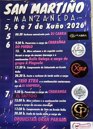 Fechas, información, programa, cartel, imágenes, mapa y ubicación de Corpus Christi de San Martiño (2026)  en  Manzaneda