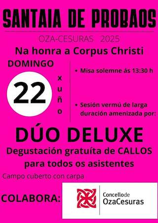 Fechas, información, programa, cartel, imágenes, mapa y ubicación de Corpus Christi de Santaia de Probaos  en  Oza Cesuras