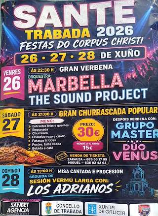 Fechas, información, programa, cartel, imágenes, mapa y ubicación de Corpus Christi de Sante (2026) en Trabada