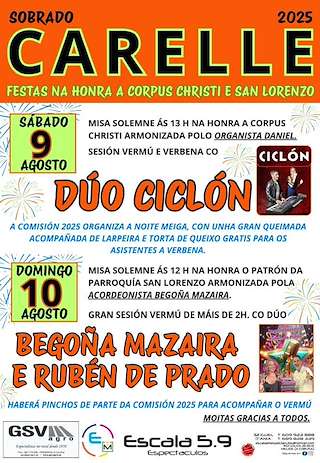 Fechas, información, programa, cartel, imágenes, mapa y ubicación de Corpus Christi e San Lorenzo de Carelle  en  Sobrado