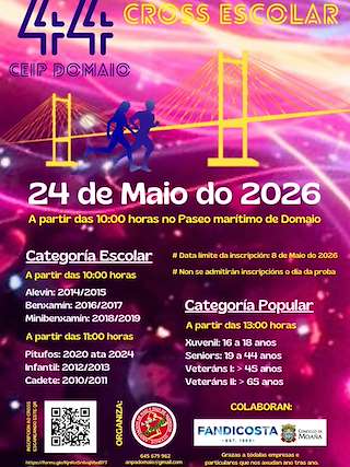 Fechas, información, programa, cartel, imágenes, mapa y ubicación de XLIV Cross Escolar de Domaio (2026)  en  Moaña