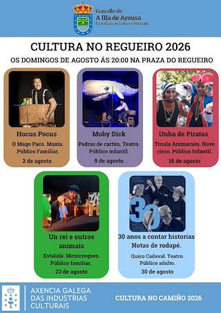 Fechas, información, programa, cartel, imágenes, mapa y ubicación de Cultura no Regueiro (2026) en A Illa de Arousa