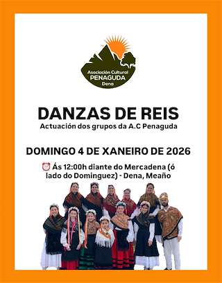 Fechas, información, programa, cartel, imágenes, mapa y ubicación de Danzas de Reis de Dena (2026)  en  Meaño