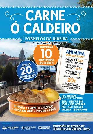 Fechas, información, programa, cartel, imágenes, mapa y ubicación de Degustación da Carne ó Caldeiro e Andaina das Aceas de Fornelos  en  Salvaterra do Miño