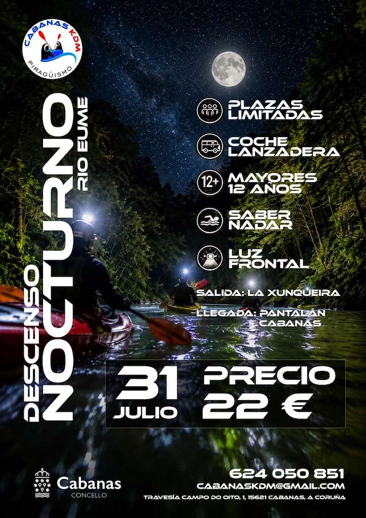 Descenso Nocturno Río Eume (2026) en Cabanas