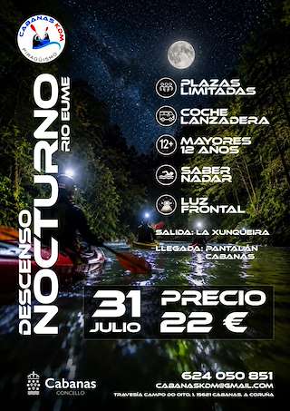 Fechas, información, programa, cartel, imágenes, mapa y ubicación de Descenso Nocturno Río Eume (2026)  en  Cabanas