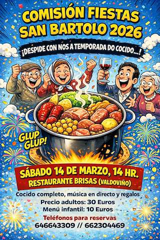 Fechas, información, programa, cartel, imágenes, mapa y ubicación de Despedida da Temporada de Cocido de San Bartolo (2026)  en  Valdoviño