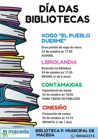 Fechas, información, programa, cartel, imágenes, mapa y ubicación de Día das Bibliotecas (2025)  en  Maceda