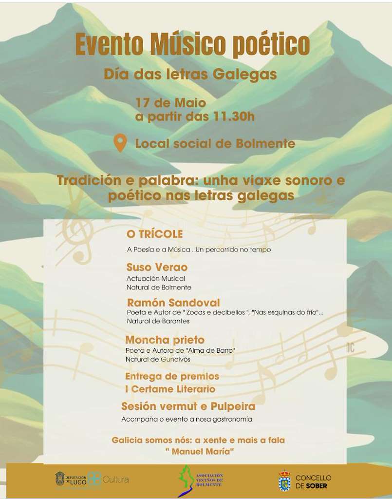 Día das Letras Galegas de Bolmente - Evento Músico Poético (2025) en Sober