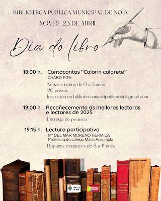 Fechas, información, programa, cartel, imágenes, mapa y ubicación de Día do Libro (2026)  en  Noia