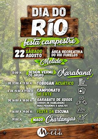 Fechas, información, programa, cartel, imágenes, mapa y ubicación de Día do Río - Festa Campestre (2026)  en  Melide
