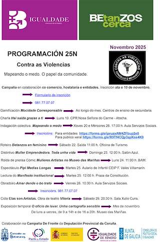 Fechas, información, programa, cartel, imágenes, mapa y ubicación de Día Internacional Contra a Violencia de Xénero (2025)  en  Betanzos