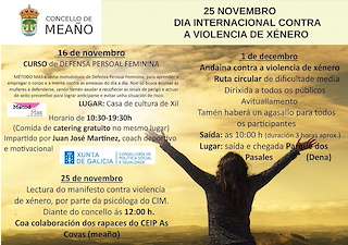 Fechas, información, programa, cartel, imágenes, mapa y ubicación de Día Internacional contra a Violencia de Xénero  en  Meaño