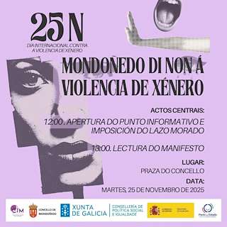 Fechas, información, programa, cartel, imágenes, mapa y ubicación de Día Internacional contra a Violencia de Xénero (2025)  en  Mondoñedo