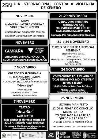 Fechas, información, programa, cartel, imágenes, mapa y ubicación de Día Internacional Contra a Violencia de Xénero   en  Monforte de Lemos
