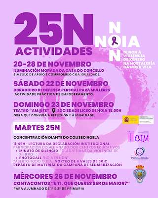 Fechas, información, programa, cartel, imágenes, mapa y ubicación de Día Internacional Contra a Violencia de Xénero  (2025)  en  Noia