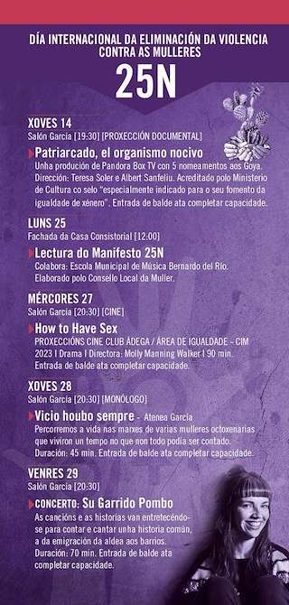 Fechas, información, programa, cartel, imágenes, mapa y ubicación de Día Internacional contra a Violencia de Xénero  en  Vilagarcía de Arousa