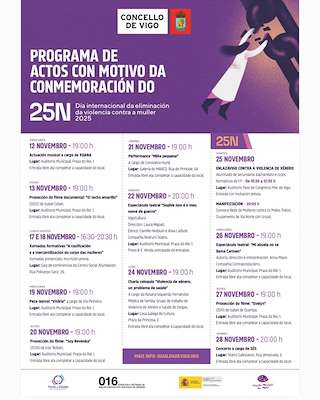 Fechas, información, programa, cartel, imágenes, mapa y ubicación de Día Internacional Contra a Violencia Machista (2025)  en  Vigo