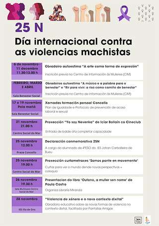 Fechas, información, programa, cartel, imágenes, mapa y ubicación de Día Internacional Contra as Violencias Machistas (2025) en Bueu