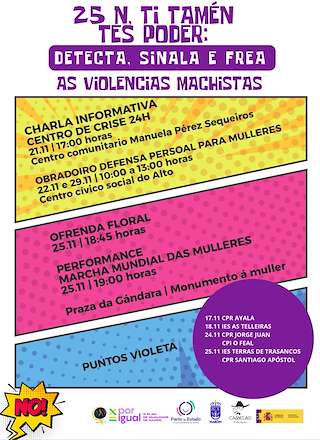 Fechas, información, programa, cartel, imágenes, mapa y ubicación de Día Internacional contra as Violencias Machistas (2025)  en  Narón