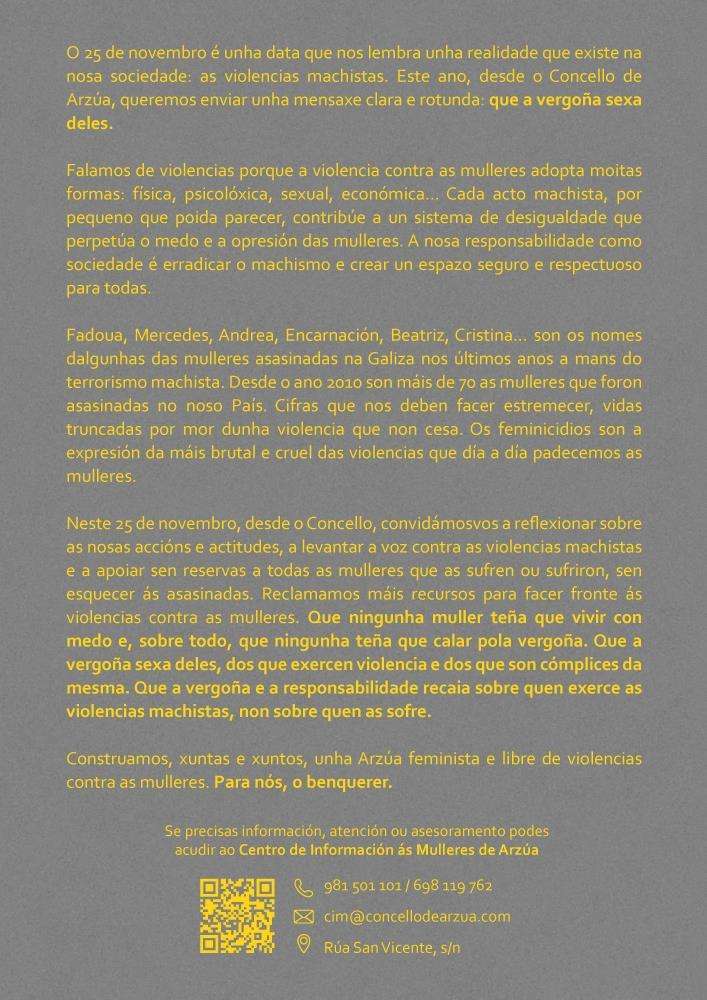Día Internacional da Elimianción da Violencia contra as Mulleres en Arzúa