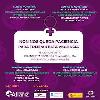 Fechas, información, programa, cartel, imágenes, mapa y ubicación de Día Internacional da Eliminación da Violencia contra a Muller  en  Allariz