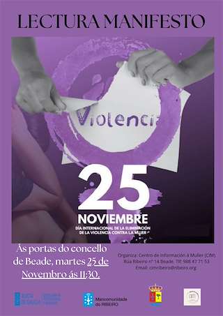 Fechas, información, programa, cartel, imágenes, mapa y ubicación de  Día Internacional da Eliminación da Violencia contra a Muller  (2025)  en  Beade