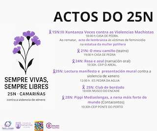 Fechas, información, programa, cartel, imágenes, mapa y ubicación de Día Internacional da Eliminación da Violencia Contra a Muller (2025)  en  Camariñas