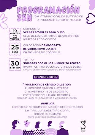 Fechas, información, programa, cartel, imágenes, mapa y ubicación de Día Internacional da Eliminación da Violencia contra a Muller  en  Sober