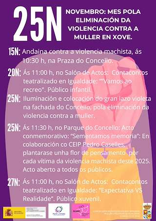 Fechas, información, programa, cartel, imágenes, mapa y ubicación de Día Internacional da Eliminación da Violencia contra a Muller (2025)  en  Xove