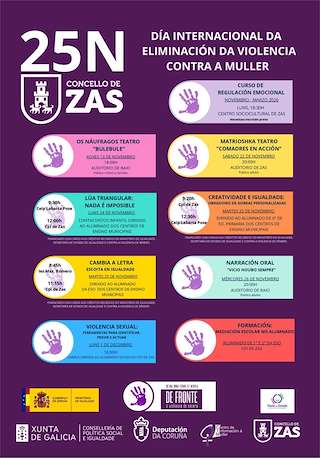 Fechas, información, programa, cartel, imágenes, mapa y ubicación de Día Internacional da Eliminación da Violencia Contra a Muller (2025)  en  Zas