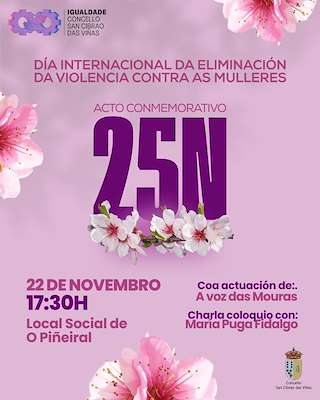 Fechas, información, programa, cartel, imágenes, mapa y ubicación de  Día Internacional da Eliminación da Violencia contra as Mulleres (2025)  en  San Cibrao das Viñas