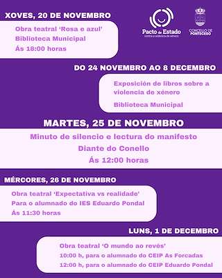 Fechas, información, programa, cartel, imágenes, mapa y ubicación de Día Internacional da Eliminación da Violencia de Xénero (2025)  en  Ponteceso