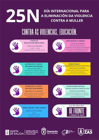 Fechas, información, programa, cartel, imágenes, mapa y ubicación de Día Internacional da Eliminación da Violencia  en  Zas