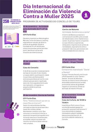 Fechas, información, programa, cartel, imágenes, mapa y ubicación de Día Internacional de Elimnación da Violencia contra as Mulleres (2025)  en  Touro