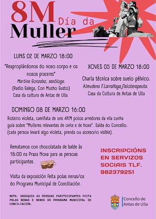 Fechas, información, programa, cartel, imágenes, mapa y ubicación de Día Internacional de la Mujer (2026)  en  Antas de Ulla