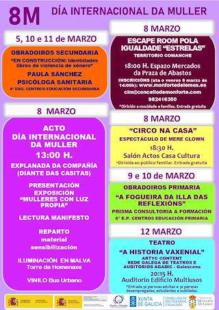 Fechas, información, programa, cartel, imágenes, mapa y ubicación de Día Internacional de la Mujer (2026)  en  Monforte de Lemos