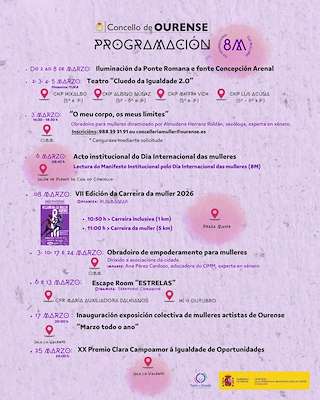 Fechas, información, programa, cartel, imágenes, mapa y ubicación de Día Internacional de la Mujer (2026)  en  Ourense