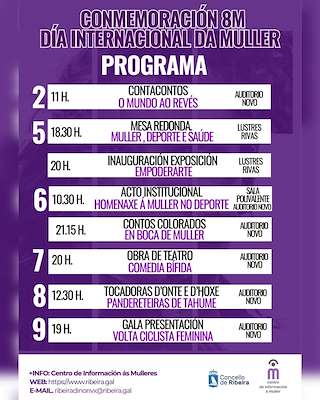 Fechas, información, programa, cartel, imágenes, mapa y ubicación de Día Internacional de la Mujer (2026)  en  Ribeira