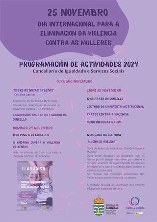 Fechas, información, programa, cartel, imágenes, mapa y ubicación de Día Internacional para a Eliminación da Violencia contra as Mulleres  en  Burela