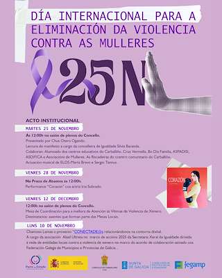 Fechas, información, programa, cartel, imágenes, mapa y ubicación de  Día Internacional Para a Eliminación da Violencia contra as Mulleres  (2025)  en  O Carballiño