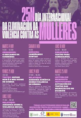 Fechas, información, programa, cartel, imágenes, mapa y ubicación de Día Internacional para a Eliminación da Violencia de Xénero (2025) en Brión