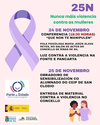 Fechas, información, programa, cartel, imágenes, mapa y ubicación de  Día Internacional para a Eliminación da Violencia de Xénero (2025)  en  Ribas de Sil