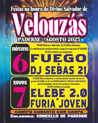 Fechas, información, programa, cartel, imágenes, mapa y ubicación de Divino Salvador de Velouzás  en  Paderne